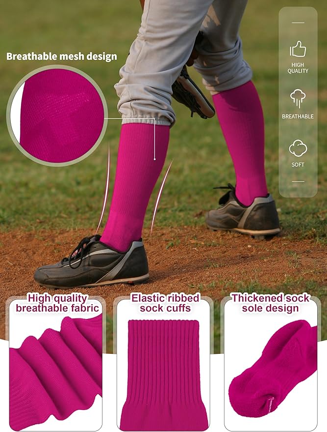 Baseball Socks and Belt Combo Set Cotton Boys Adjustable Baseball Softball Socks and Belt for Boys Girls