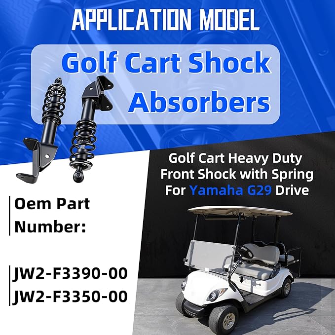 Golf Cart Front Shock Absorbers Fit Yamaha G29/Drive 2007-2016 Gas and Electric Models, Replace OEM# JW2-F3390-00 JW2-F3350-00, 2PCS (1 Passenger and 1 Driver Side)