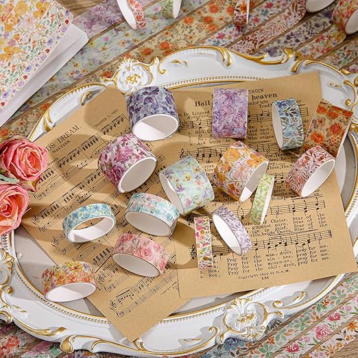 32 Rolls Washi Tape Set, Colored Floral Decorative Masking Tape, Artists Tapes - Image 4