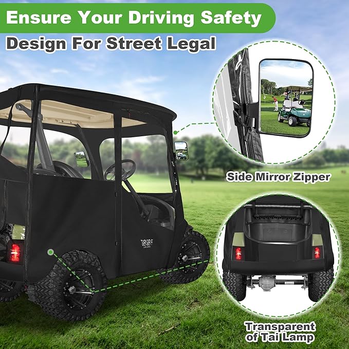 10L0L Deluxe 2 Passenger Golf Cart Enclosure for Club Car Precedent,Onward & Tempo Waterproof Windproof Portable Transparent Golf Cart Rain Enclosures Storage Cover - 57" Roof Fit
