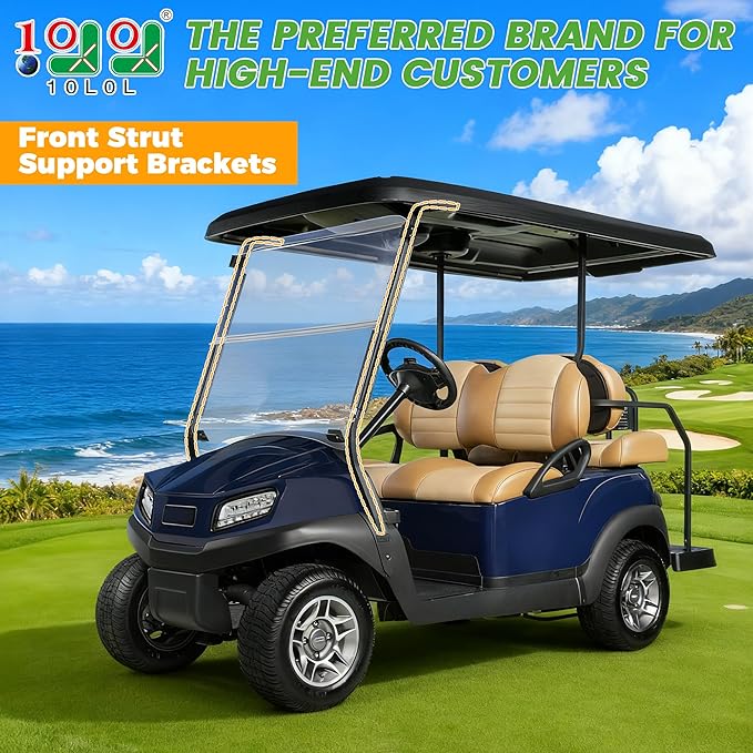 10L0L Golf Cart Front Roof Strut Brackets for Club Car Tempo with Steel Screw Bushings Repair Kit, Heavy Duty Strut Support Reinforcement Repair