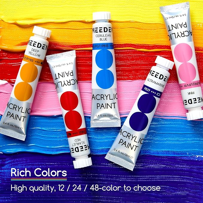 MEEDEN Beginners Acrylic Paint Set: 48 Colors 12ml/0.41 fl oz Heavy Body - Image 4