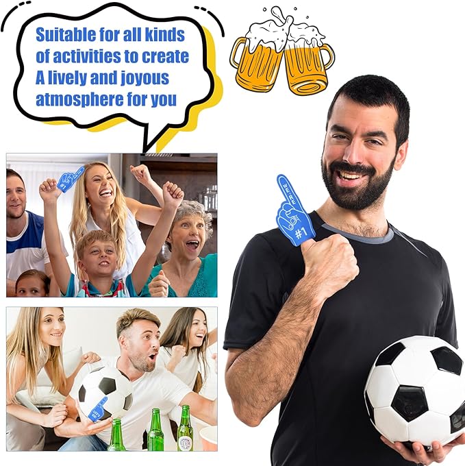 24Pcs Mini Foam Fingers Fan Baseball Party Favors We Are #1 Hand Fingers Accessories Football Sports Themed Party Team Supplies Gifts for Hockey Games Basketball Soccer Sport Events Birthday