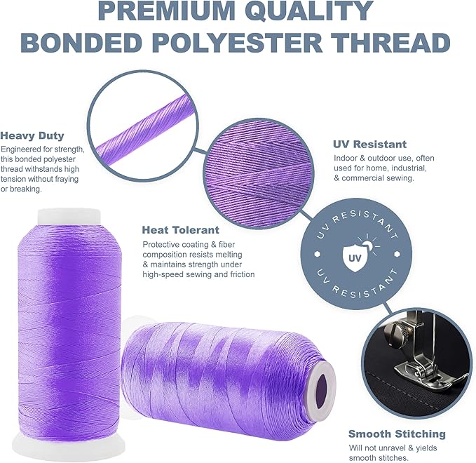 Mandala Crafts Lilac Heavy Duty Thread -1500 Yds Tex 90 Thread - Image 3