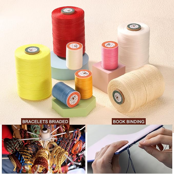 uxcell Round Leather Sewing Waxed Thread, 55m / 60 Yards Wax Polyester String - Image 6