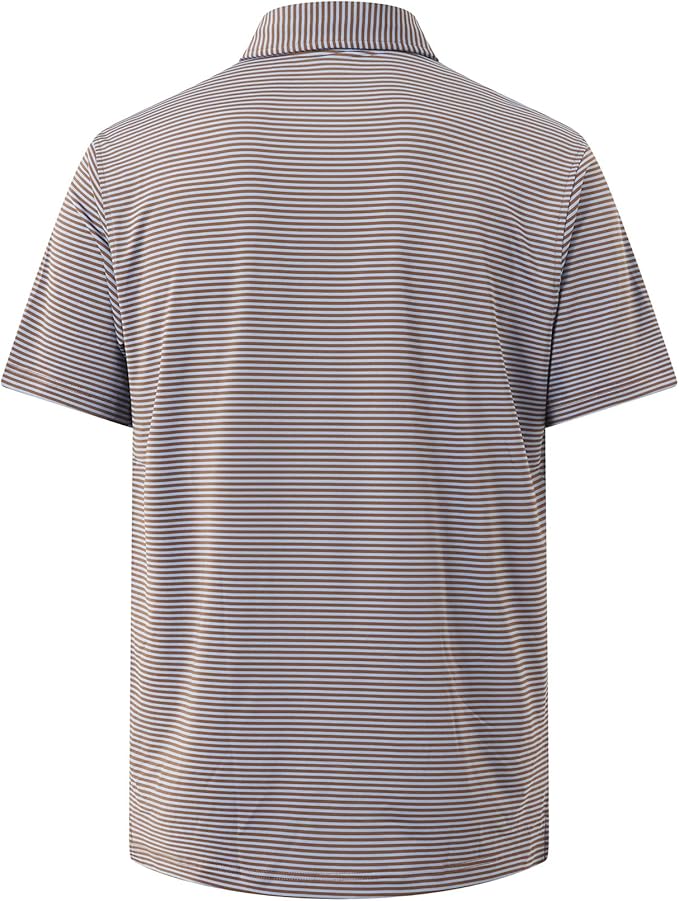 Golf Shirts for Men - Moisture Wicking Short Sleeve Performance Sport Casual Striped Collared Mens Polo Shirt