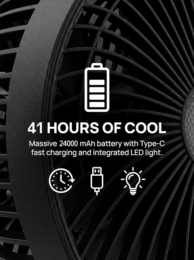 24000mAH Magnetic Golf Cart Fan with Heavy-Duty Strap, 8-inch Battery Operated Fan with Triple-Magnet, Bright Lighting, Compatible with EZGO Club Car Yamaha, Golf Cart Accessories, Golf Gift 2026