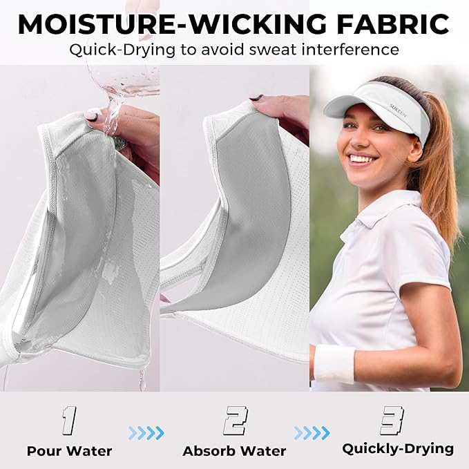 Sukeen 2 Pack Sports Sun Visor Men Women Lightweight Packable Cooling Stretchy Visor Hat for Running, Tennis, Golf