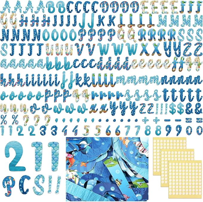 221 Pcs Bulletin Board Letters Round Alphabet Number Punctuation Symbol Combo by Humyoun