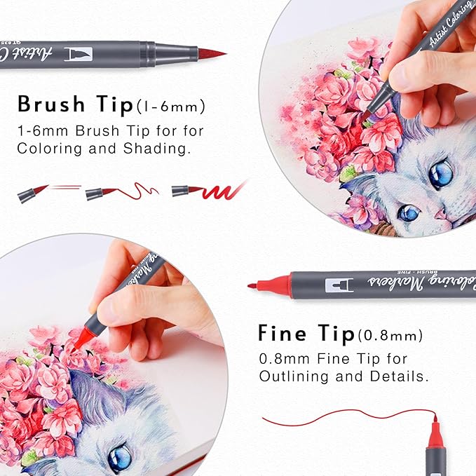 12 Colors Blendable Watercolor Markers 2025 Upgrade Double Tip Paint Pens - Image 3