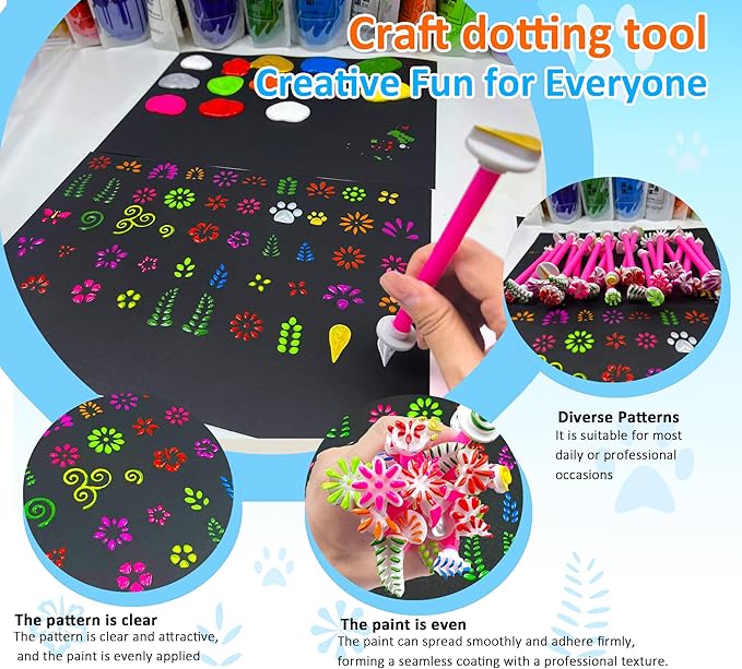GEOCCI Flower Petal Tools for Dot Painting，50 Petal Shapes Dotting Tool，Mandala - Image 4