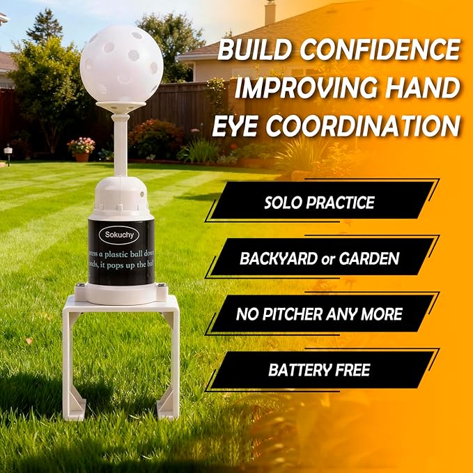 Baseball Practice Popper, Pop Up Tee Balls to The Perfect Height for Batting Trainer, Batting Machine for Practicing Hitting Without a Pitcher
