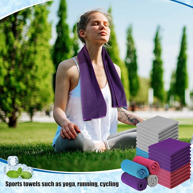 BBTO 100 Pack Cooling Towel - Microfiber Cold Sports Sweat Rags Neck & Face Breathable Ice Chilly Towel for Gym Yoga Golf Workout Beach Accessories