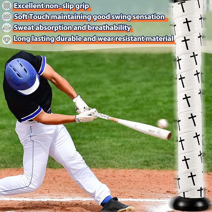 Baseball Bat Grip Tapes 1.5mm Precut and Full Adhesive Softball Grip Tape,Non-Slip Baseball Bat Wrap Tape Religious Cricket Batting Tape Replacement