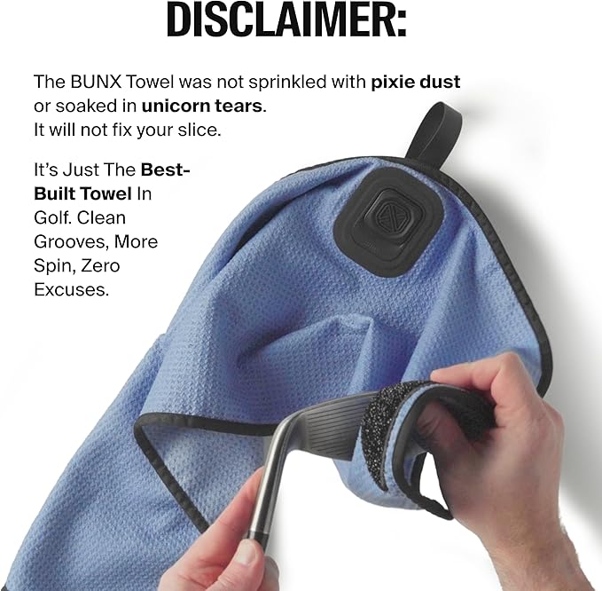 BUNX Best Golf Towel - Sponge Club Scrubbing Pad with Quick Release Magnetic Tablet - Patent Pending Premium Golf Accessories - Microfiber Club Cleaner (Sandy Breakfast Club CAMO & Orange)
