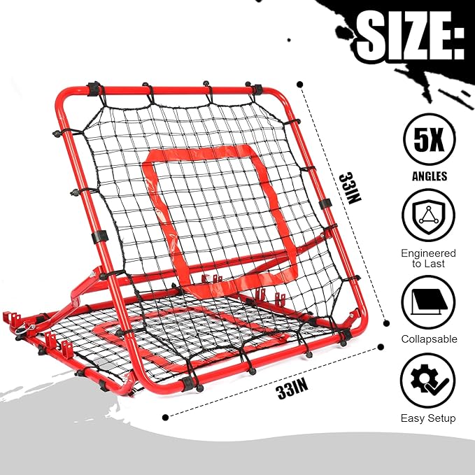 Storgem Baseball Softball Rebounder Net, Pitch Back Rebound Net,Soccer Rebound Net, Fielding Rebounder,Double Sided Adjustable Multi-Sports Pitching Rebound Net for Throwing Practice