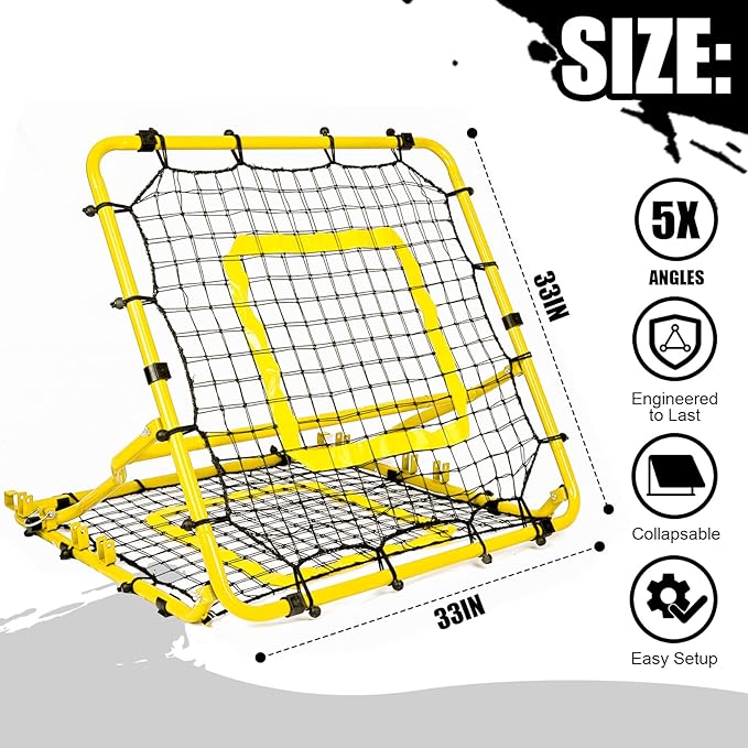 Storgem Baseball Softball Rebounder Net, Pitch Back Rebound Net,Soccer Rebound Net, Fielding Rebounder,Double Sided Adjustable Multi-Sports Pitching Rebound Net for Throwing Practice