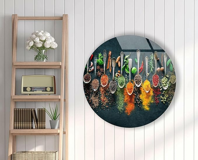 My Photostation.com 20'' Diameter Colorful Herbs Round Glass Wall Art Tempered - Image 6