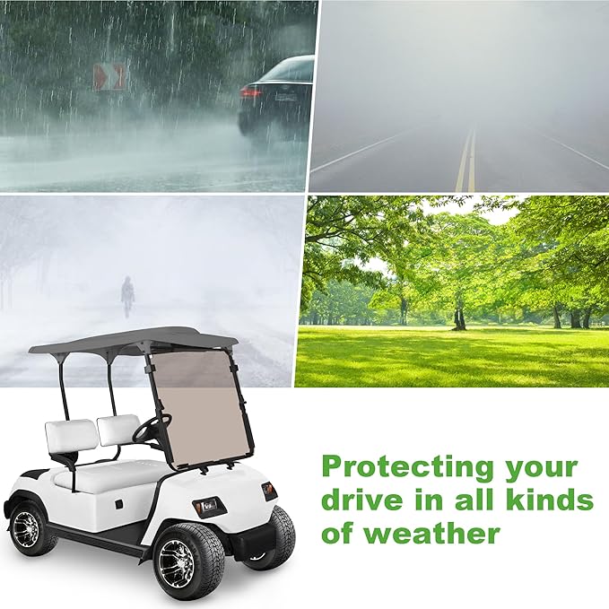 Smoke Windshield for Yamaha G14/G16 1995-2003 Year Gas and Electric Golf Cart, Durable & Foldable
