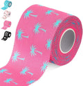 TrelaCo 1 Pcs Wrist Tape Baseball Cross Christian Athletic Tape 2in x 23ft Sports Wrap Cotton for Football Hockey Soccer Baseball Fingers Ankles Wrist Injury Wrap (Coconut Tree,Pink)