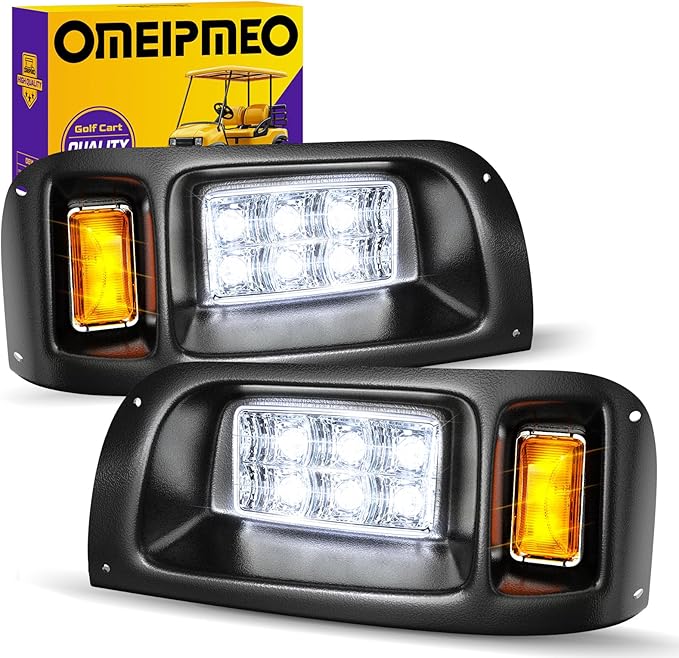 Club Car DS LED Headlight Kit, High Brightness Golf Cart LED Headlights, 12V Golf Cart Head lights for Club Car DS 1993-UP Gas&Electric Golf Carts, Street Legal, Non-OEM, Cutout Required