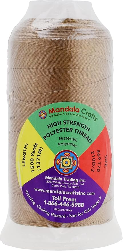 Mandala Crafts Khaki Heavy Duty Thread -1500 Yds Tex 70 Thread - Image 3