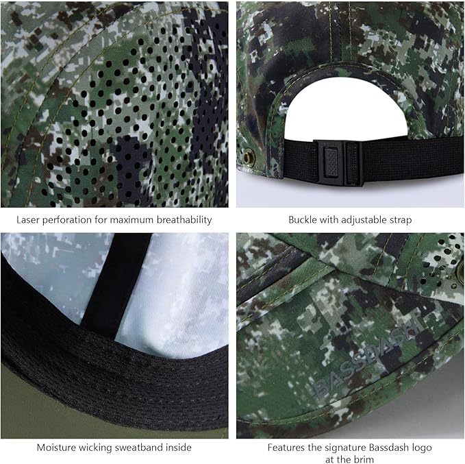 BASSDASH UPF 50+ Foldable Fishing Hat Baseball Cap with Removable Neck Flap Portable for Men Women Golf Hiking