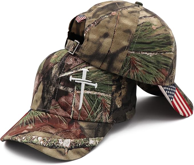 Jesus 3 Nail Cross Adjustable Baseball Cap with American Flag Hats for Men and Women Christian Gifts
