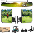 Universal Golf Cart Wide Angle Convex Rear View & Folding Side Mirror Kit, Compatible with Club Car, EZGO, Yamaha Models