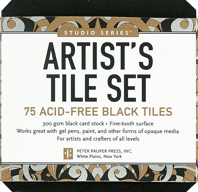Studio Series Artist's Tiles Black: 75 Acid-Free Black Tiles by PETER+PAUPER+PRESS
