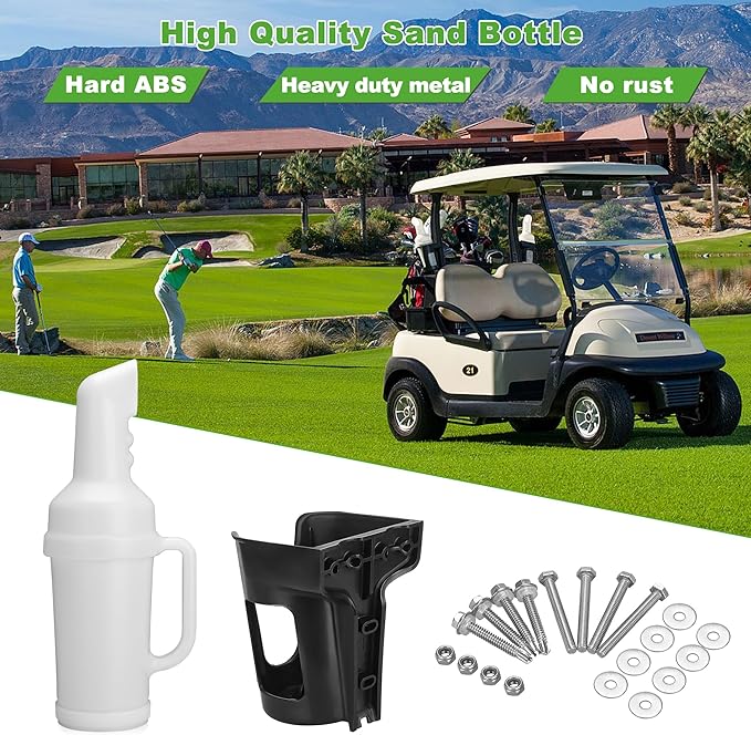 10L0L Universal Golf Cart Sand Bottle with Holder for Yamaha, EZGO, Club Car, Divot Filler Sand Seed Container Dispenser - 1 Pack