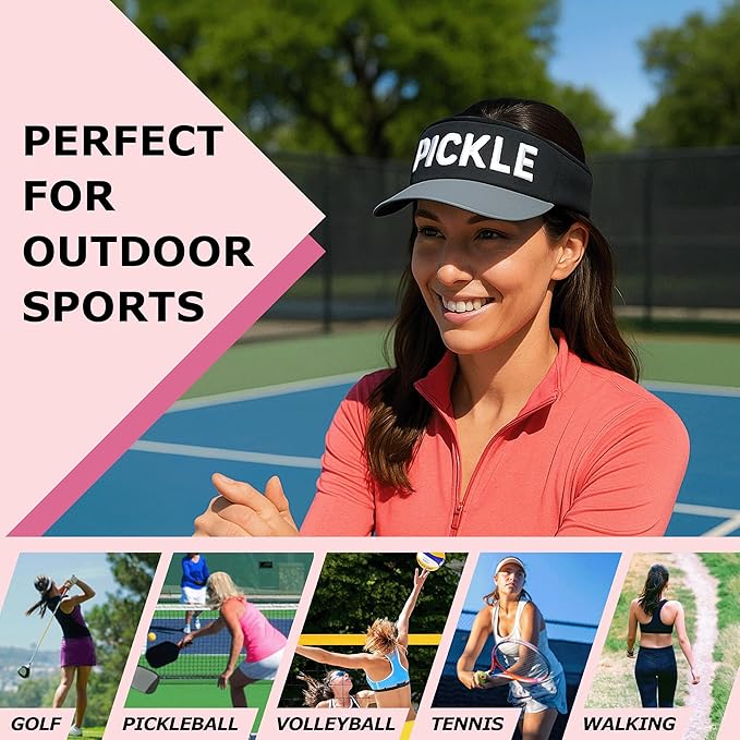 Funky Junque Women's UV 50 Adjustable Sun Visor - Golf Tennis Pickleball - Sports Themes Solid Colors Easter Pastels
