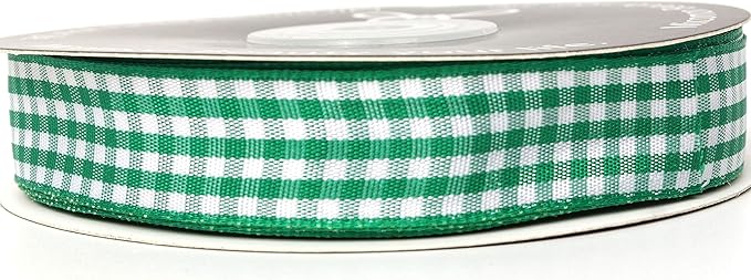 Green Gingham Plaid Checked Ribbon 25 Yards Each Roll 100% Polyester - Image 3