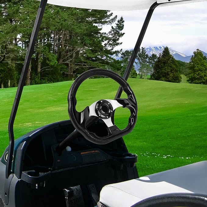 Golf Cart Steering Wheel, Skid Steering Wheel, Universal Golf Cart for Club Car EZGO RXV and TXT, Yamaha, Precedent Tempo, DS