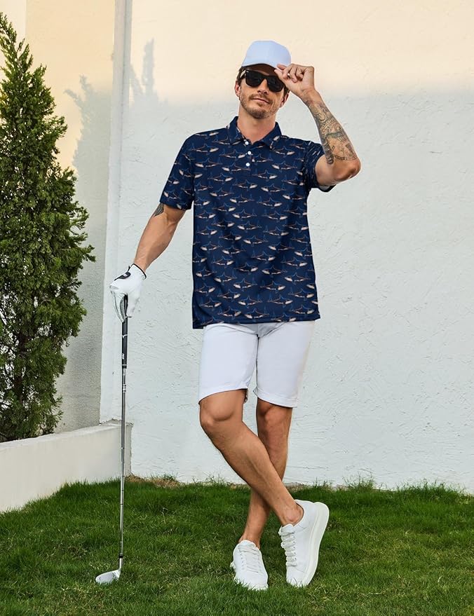 Mens Golf Shirts Golf Polo Shirts for Men Short Sleeve Polo Shirts Golf Gifts