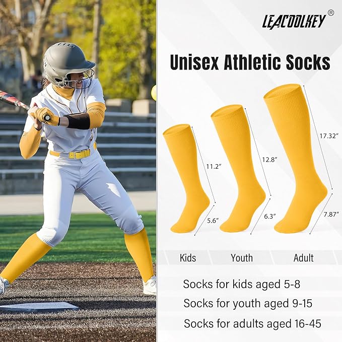 LEACOOLKEY Baseball Belt and Socks Combo Set Adjustable Softball Socks and Elastic Belt for Youth and Adult