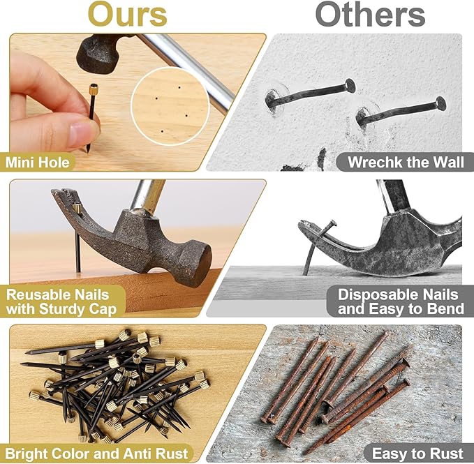 120PCS Nails for Hanging Pictures, 4 Sizes Picture Hanging Nails for Wall - Image 3