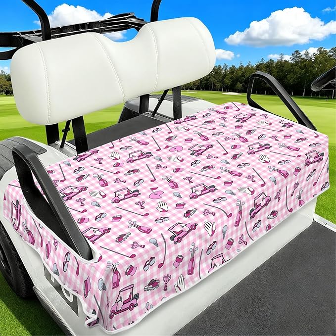 Golf Cart Seat Covers Club Car Golf Cart Accessories for Men Women Golf Carts Seat Towel Blanket 2-Seat Golf Cart Decorations