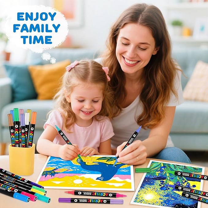 120 Colors Acrylic Paint Markers, Dual-Color Acrylic Paint Pens - Image 7
