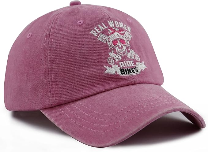 Real Women Ride Bikes Hats for Women, Funny Vintage Cotton Embroidered Baseball Cap