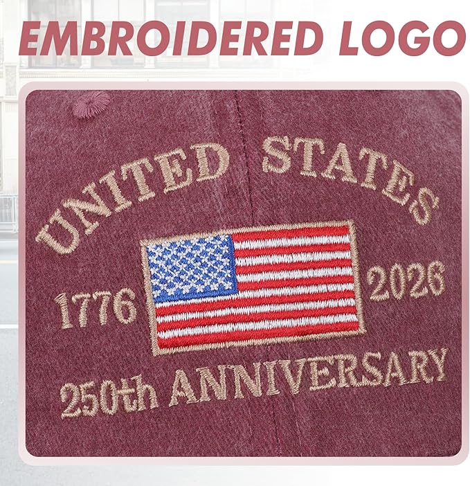 250 Anniversary USA Hat Baseball Cap for Men Women Embroidered