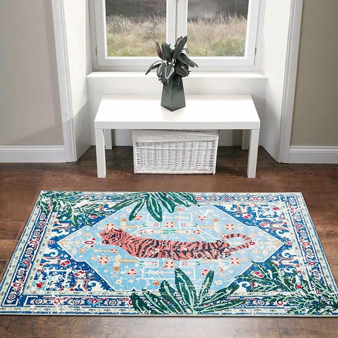 Vintage Rugs Boho Abstract Tropical Jungle Leopard 4x6 Area Rugs Accent - Image 4