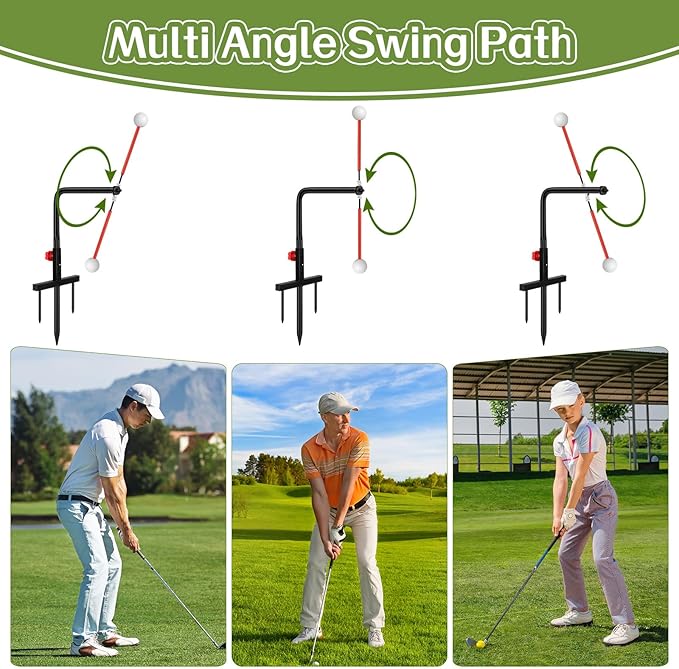 Poen 1 Set Golf Swing Trainer Training Iron Practice Swing Groover with 3 Height Indoor Golf Practice Simulator Accessories Aid Equipment