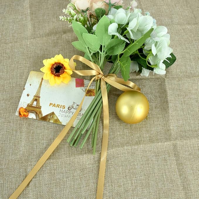 TONIFUL 3/8 Inch x 100yds Gold Satin Ribbon Thin Solid Fabric Ribbons Roll - Image 5