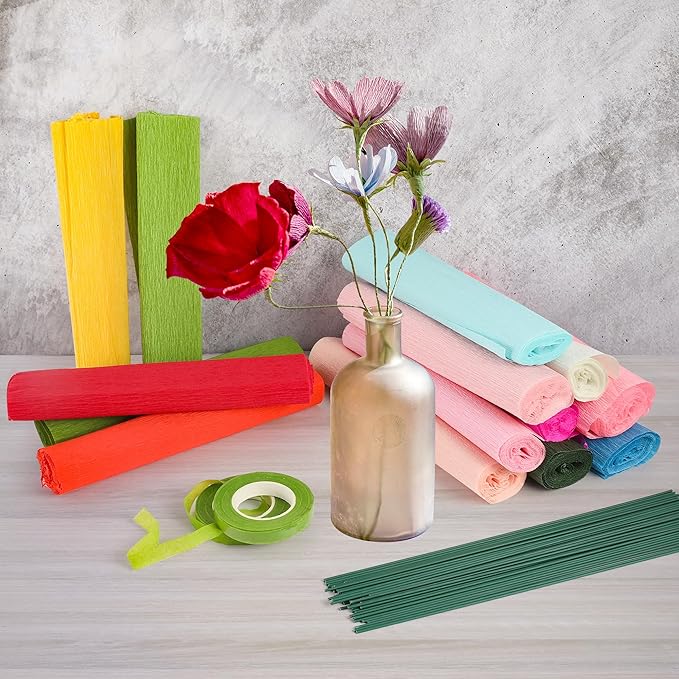 72Pcs Crepe Paper Flower DIY Kits, 20 Colors Crepe Paper Rolls 8.2ft Long 9.84 - Image 7