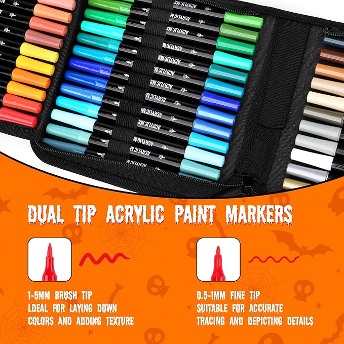 48 Colors Acrylic Paint Markers, Dual Tip - Image 2