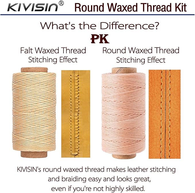 0.55mm Bonded Round Waxed Polyester Thread 76 Yards Each, 12 Rainbow Color Wax - Image 4