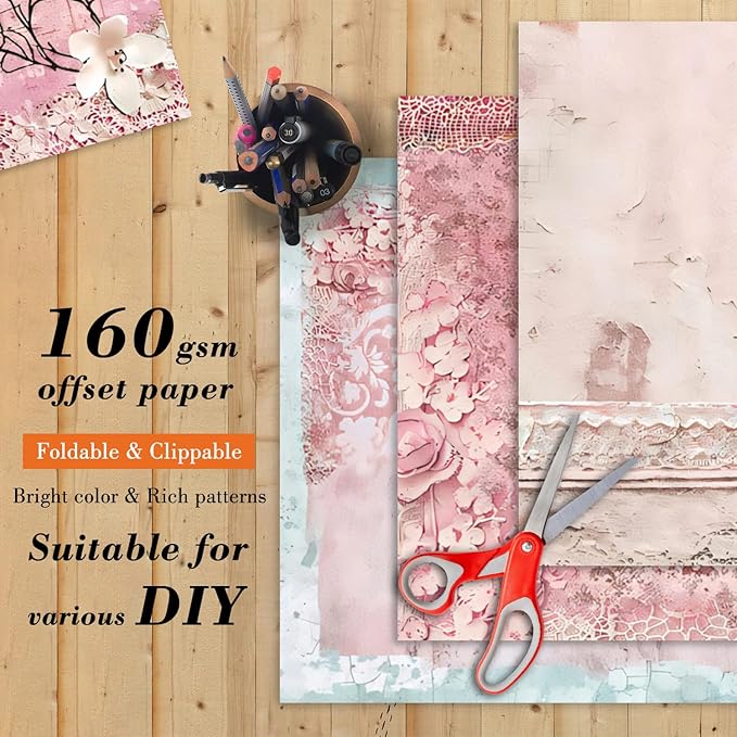 6 Inch Retro Pink Scrapbooking Paper Pad - Image 3