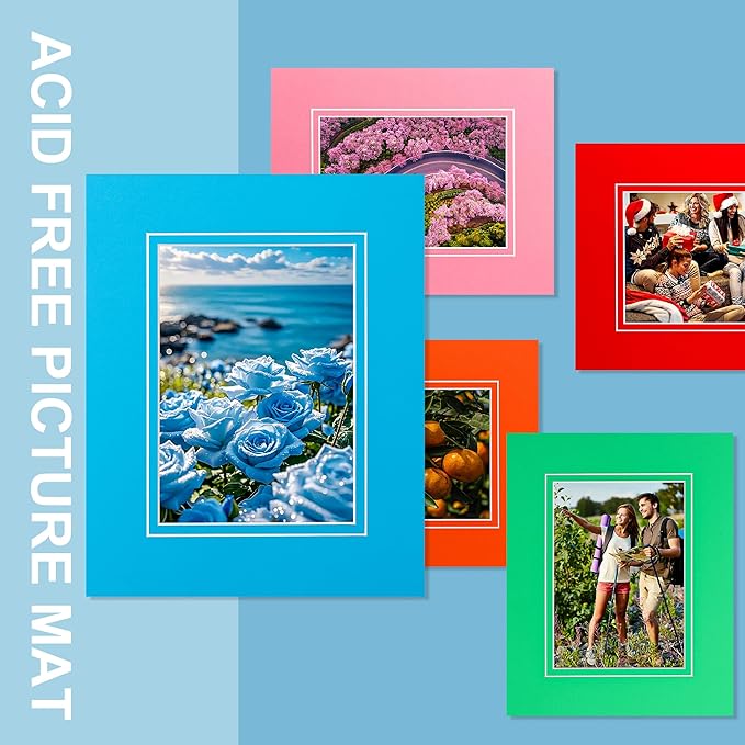 HOTUO 10 Pack Acid Free Colorful Picture Frame Mats, Pre-Cut 8x10 Picture Mats - Image 5
