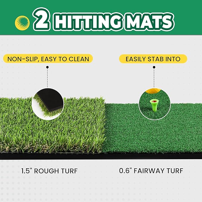 Pop Up Golf Chipping Net, Indoor/Outdoor Golfing Target Net Collapsible Portable Golf Hitting Net with 15 Training Balls and 2 Hitting Mats for Backyard Driving and Swing